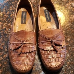 Brown slip ons